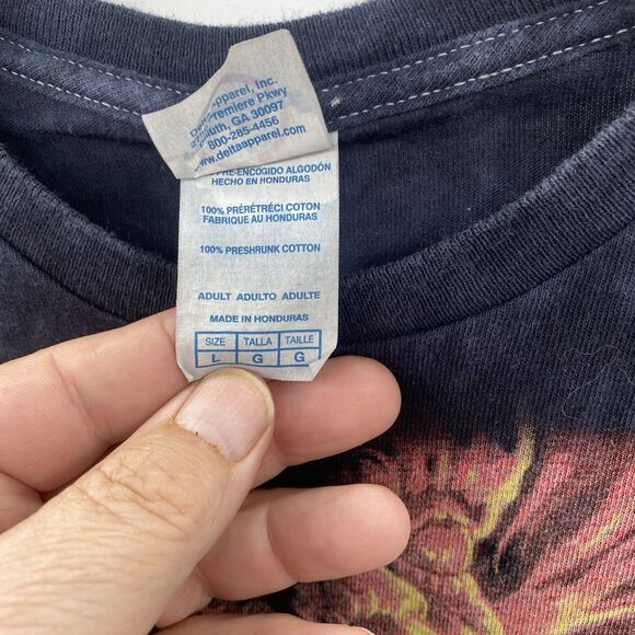 Vintage SKULLBONE Fiery Skeleton Motorcycle Rider Shirt Large Delta Pro Gothic - Picture 6 of 10